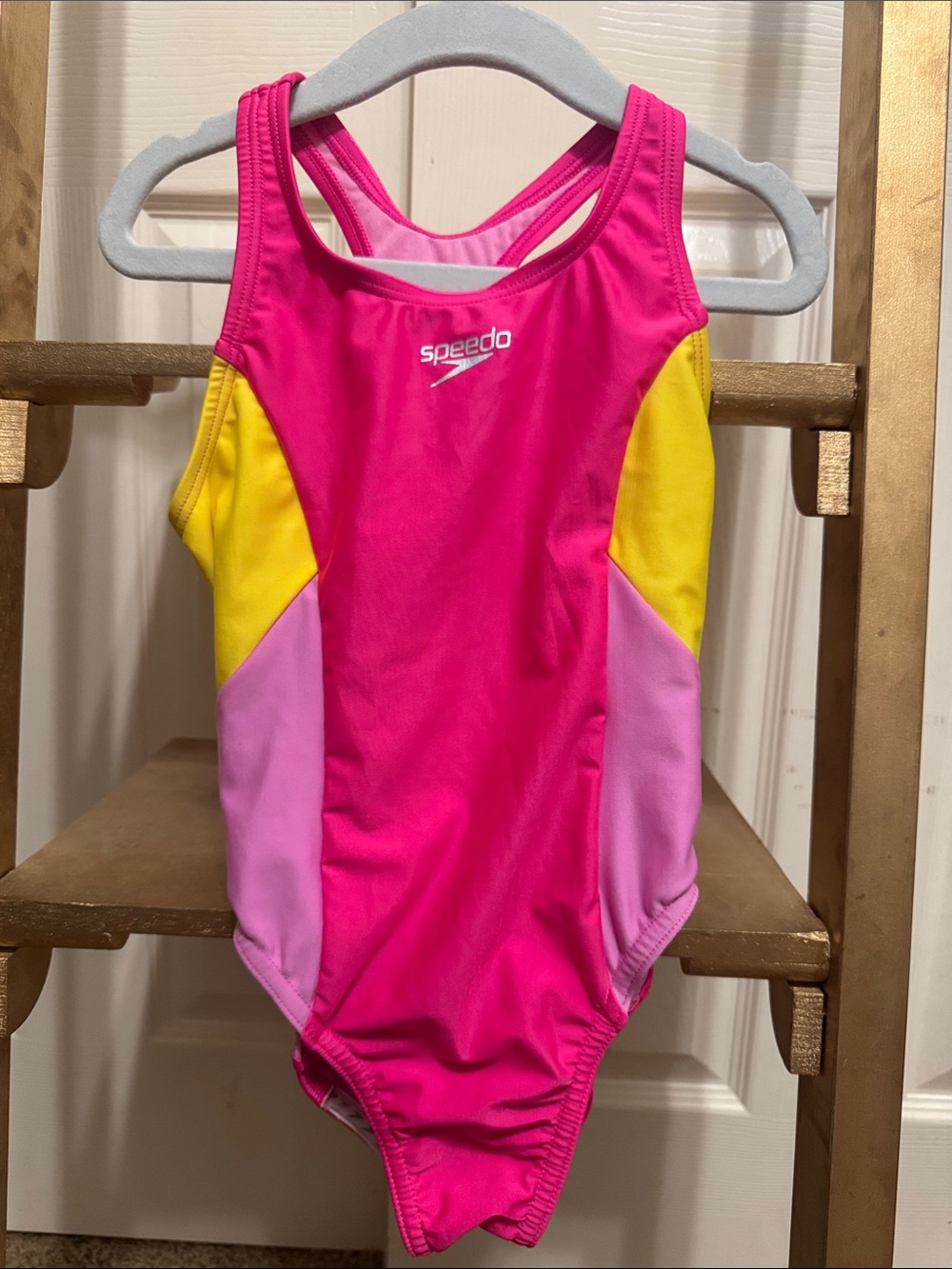 Speedo Hot Pink, Yellow & Light Pink Girls' One-Piece Swimsuit